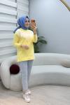 Boncuk Detaylı Yumoş Tunik Sarı