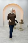 Hazel Merserize Tunik Kahverengi