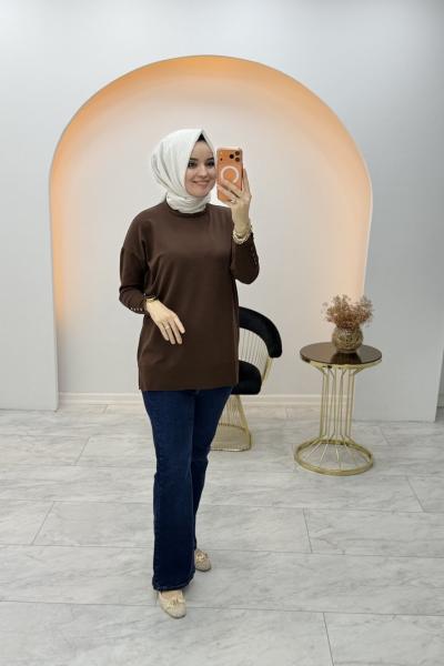 Hazel Merserize Tunik Kahverengi