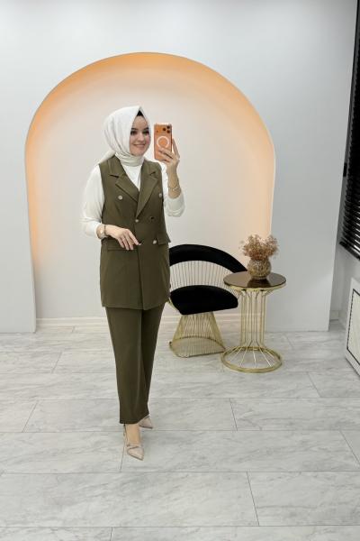 Gökçe Yelekli İkili Takım Koyu Yeşil