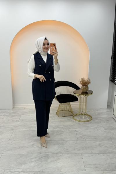 Gökçe Yelekli İkili Takım Lacivert