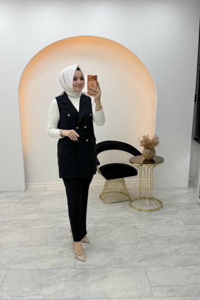 Gökçe Yelekli İkili Takım Siyah