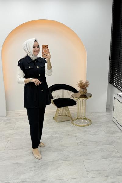 Bahar Yelekli Takım Siyah