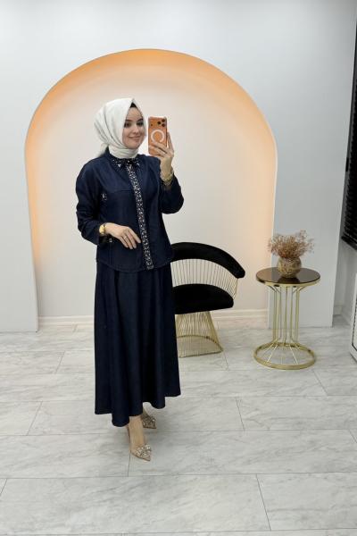 Lavinya Kot Etekli Takım Lacivert