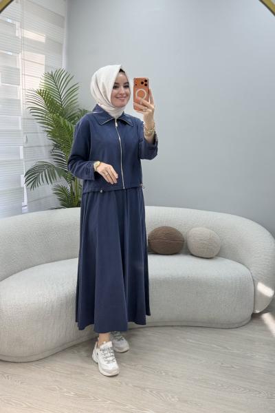 Hüsna Etekli Takım Lacivert