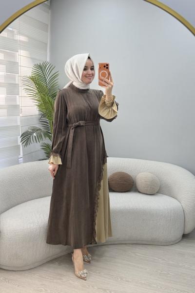 Işıl Qupra Elbise Kahverengi
