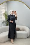 Işık Qupra Elbise Siyah