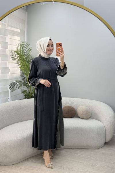 Işık Qupra Elbise Siyah