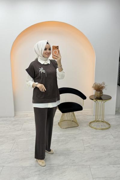 Zümra Üçlü Takım Kahverengi