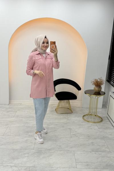 Alin Tensel Gömlek Pembe