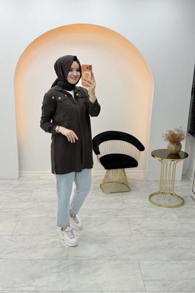 Alin Tensel Gömlek Kahverengi