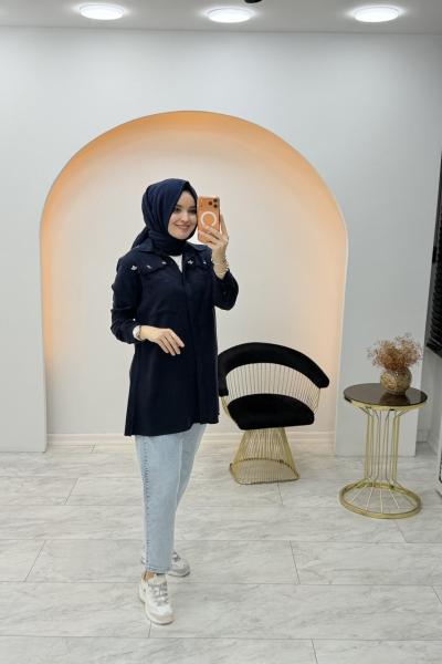 Alin Tensel Gömlek Lacivert