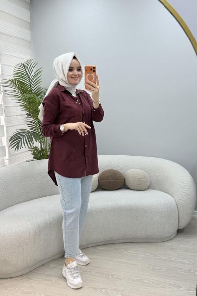 Yıldız Tensel Gömlek Bordo