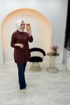 Nakışlı Tensel Gömlek Bordo