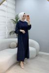 Qupra Detaylı Elbise Lacivert