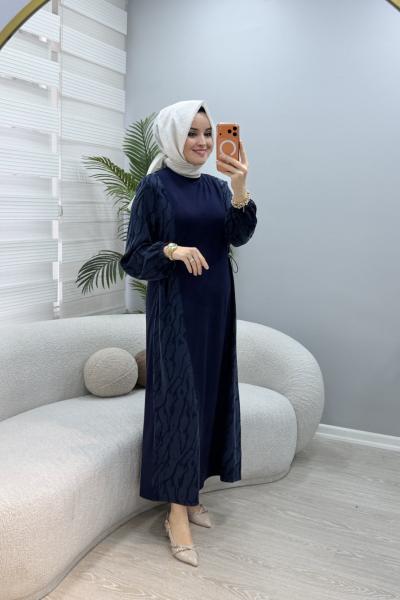 Qupra Detaylı Elbise Lacivert