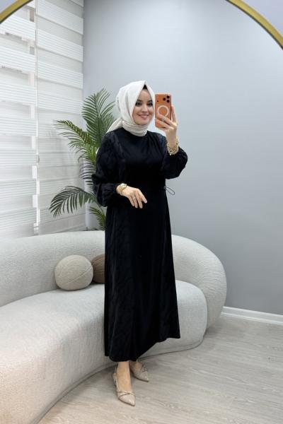 Qupra Detaylı Elbise Siyah