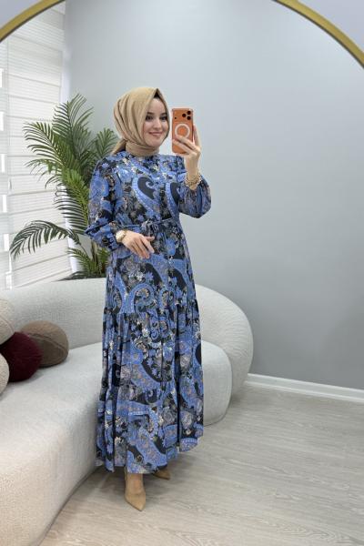 Merwish Bloom Elbise Lacivert