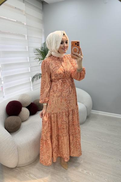 Merwish Robe Elbise Turuncu