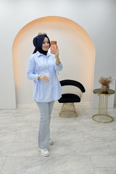 Evsa Polin Gömlek Bebe Mavisi