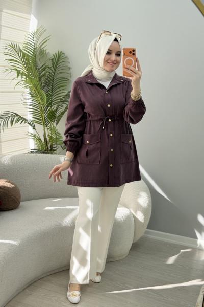 Cep Detaylı Qupra Kap Mürdüm