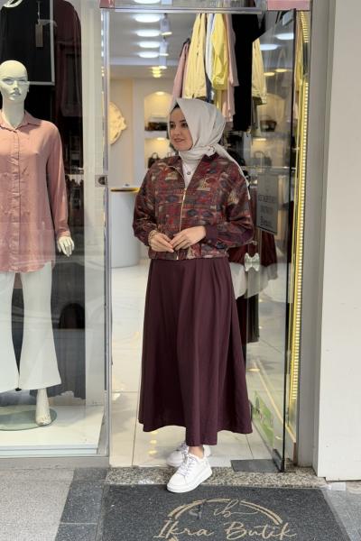 Etnik Etekli Takım Mürdüm