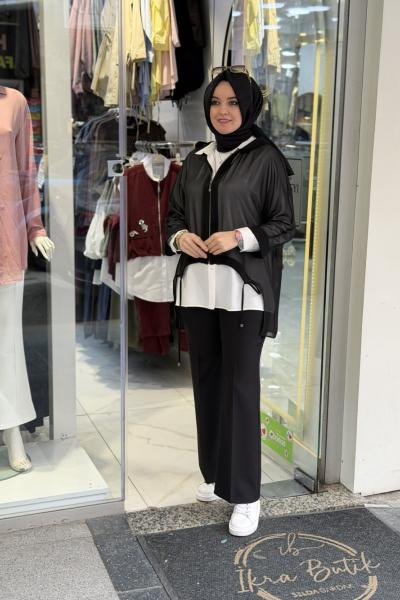 İkili Şifon Gömlek Siyah