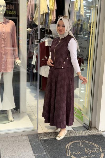 Liyan Etekli Takım Mürdüm