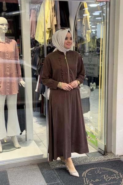 Alise Etekli Takım Kahverengi