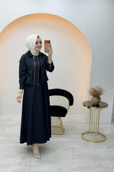 Kot Jile Elbise Lacivert