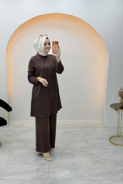 Düz Tensel Takım Kahverengi