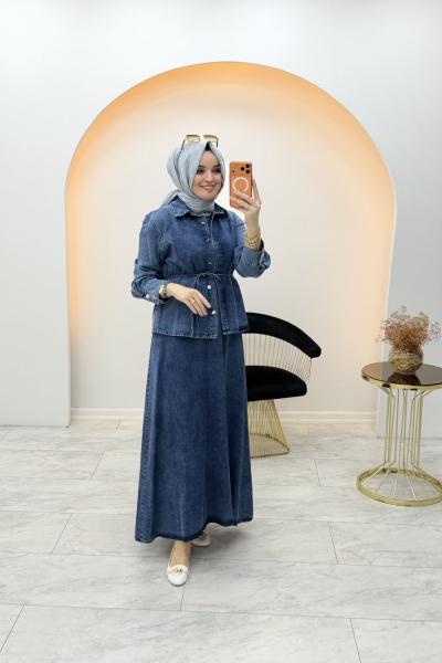 İkili Jile Elbise kot rengi