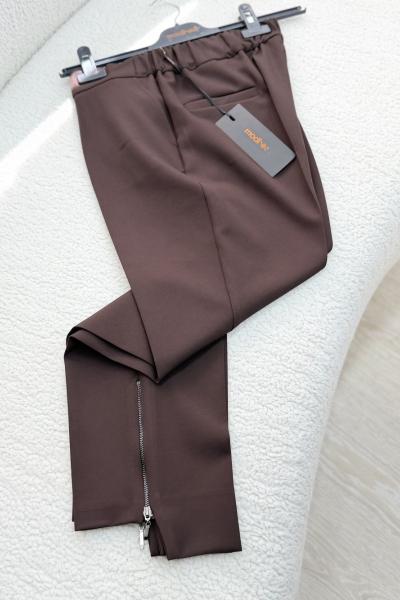 Fermuar Detaylı Pantolon Kahverengi