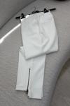 Fermuar Detaylı Pantolon Beyaz