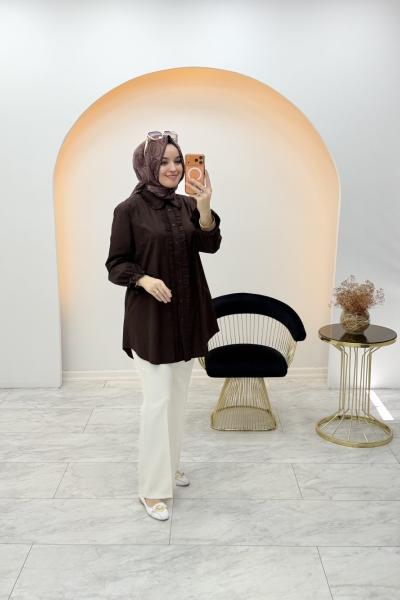 Fırfırlı Gömlek Kahverengi