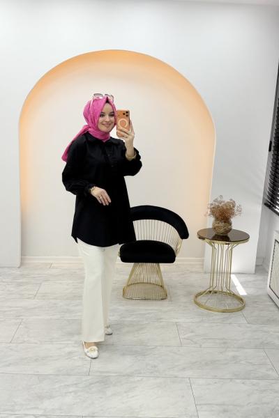 Fırfırlı Gömlek Siyah