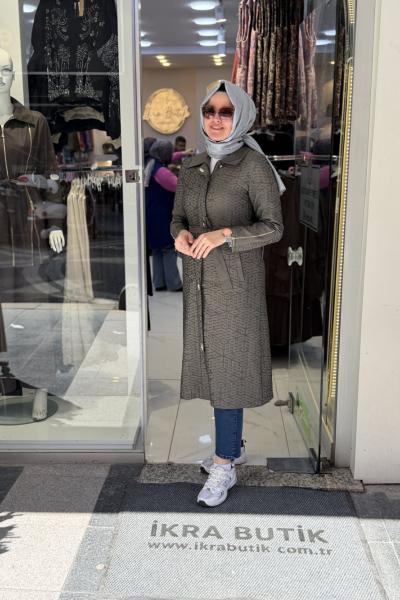 Jakarlı Kabartma Trenç Nefti Yeşili