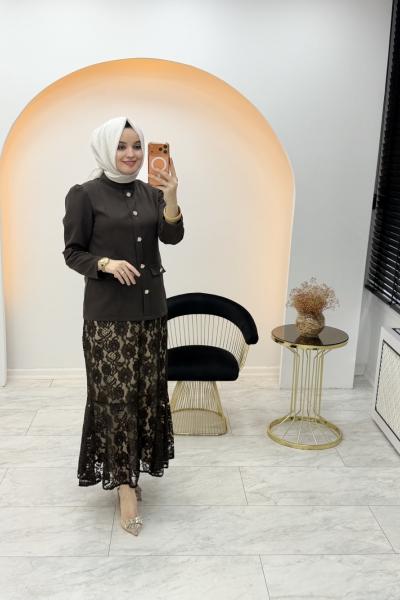 Diana Etekli Takım Kahverengi