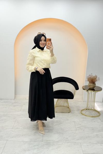 Brodeli Gömlek Krem