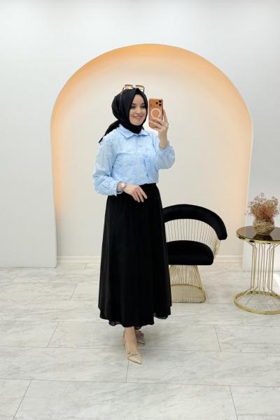 Brodeli Gömlek Bebe Mavisi