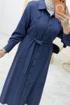 Nervür Ferace Elbise İndigo