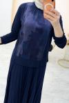 Qupra Detaylı Etekli Takım Lacivert
