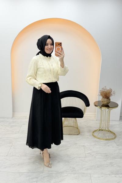 Fisto Garnili Gömlek Bej