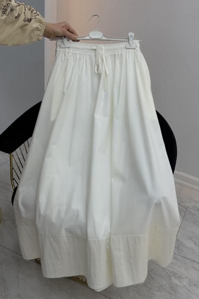 Merwish Poplin Etek Beyaz