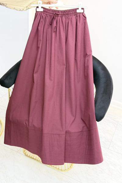 Merwish Poplin Etek Bordo