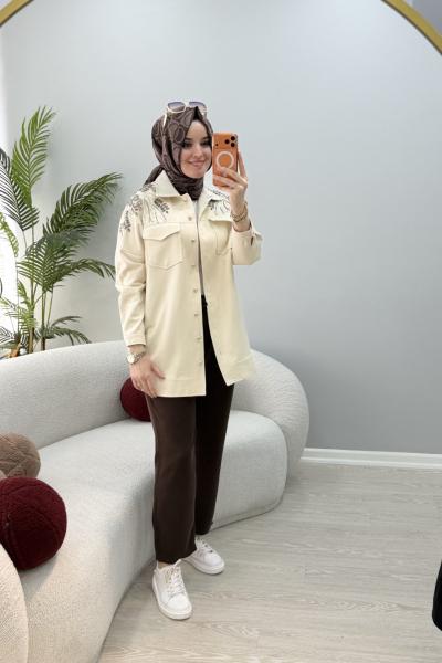 Neşe Kot Ceket Krem