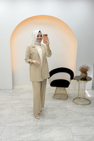 Nez Blazer Takım Krem