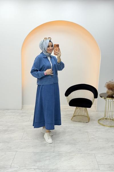 Cepli Kot Etekli Takım Mavi