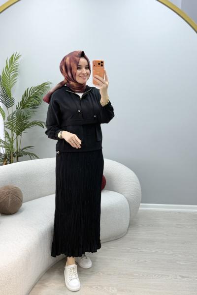 Viyan Kraş Etekli Takım Siyah