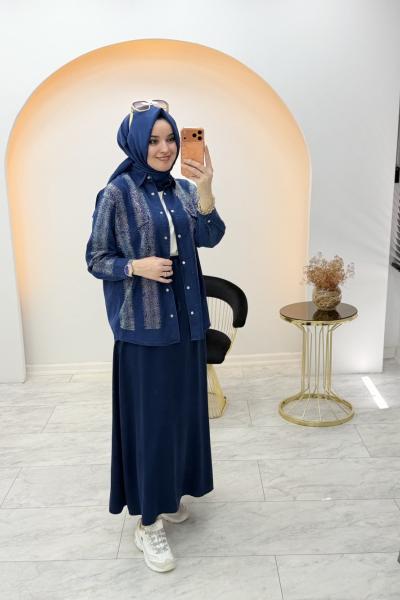 Tensel Kot Gömlek Lacivert